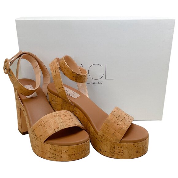 AGL Natural Cocoa Siesta Summer Cork Wedge Sandals - Picture 6 of 8